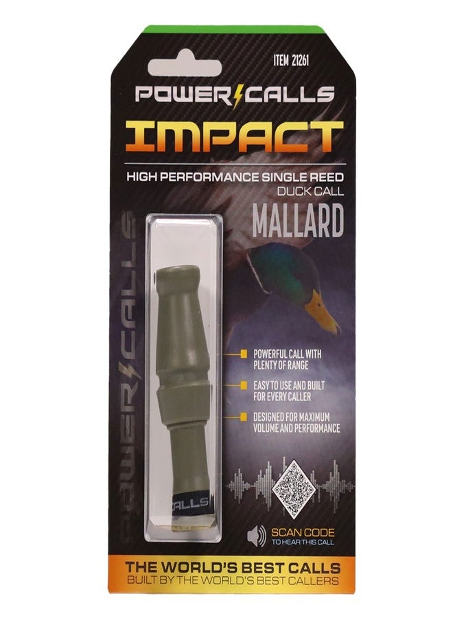Power Calls Mallard Duck Call | Impact | Durable & Powerful Single Reed Molded Call for Competition, Waterfowl Hunting, Field Use & Outdoor Adventures | OD Green - Image 2